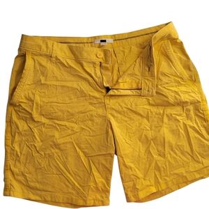 Vibrant Yellow Bermuda Shorts Lightweight Cotton Blend